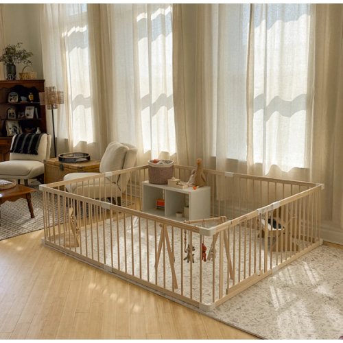 HARPPA Baby Gate Playpen | Non-Toxic Foldable Wooden Play Yard for Babies & Toddlers
