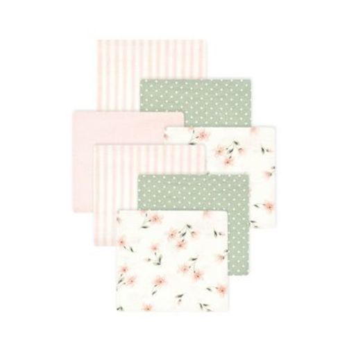 Little Treasure Hudson Baby Girls Cotton Poly Flannel Receiving Blankets Multipack, Pink Dainty Florals, 30x30 inches