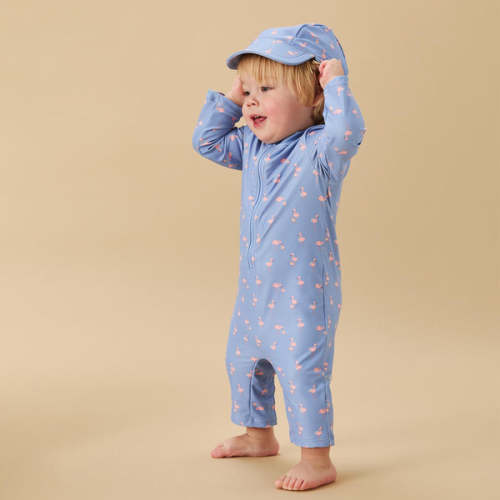 Flamingo One-Piece Rashguard & Hat Flamingo Print / 0 - 3 M