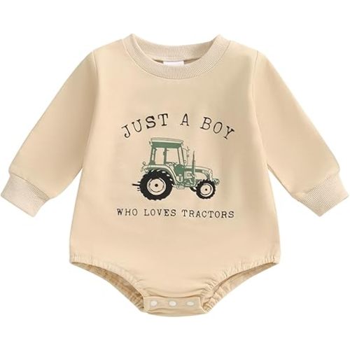 Newborn Baby Boy Fall Winter Clothes Oversized Sweatshirt Romper Long Sleeve Bubble Romper 0 3 6 9 12 18 Months