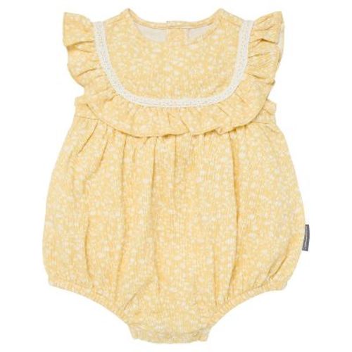 Modern Moments™ By Gerber Baby Girls' Ruffle Bubble Romper, Light Yellow Vine Flower, 24 Months
