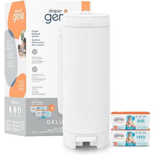 Diaper Genie Deluxe Diaper Pail Gift Set with 2 Easy Roll Refills (48 Bags)