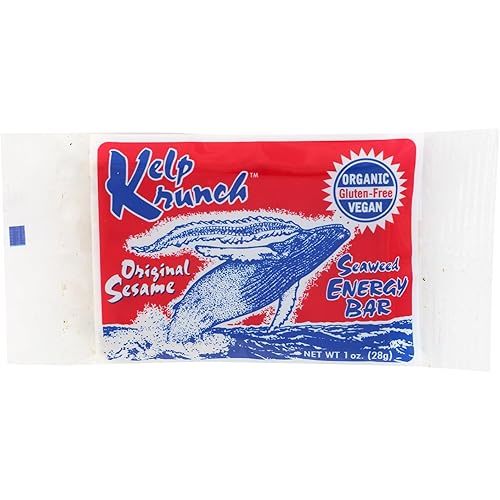 Maine Coast Sea Vegetables Kelp Krunch Original Sesame Bars | Organic Sesame Seed Snacks | Crunchy Seed Bars With Wild-Harvested Kelp | Gluten-Free, Dairy-Free, Vegan | 1 oz - 1 Krunch Bar (Wrapped)