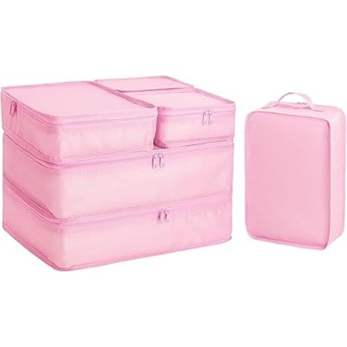 Packing cubes for Travel, CALACH Luggage Organizer Bags 6 Set Packing Cubes for Suitcases Travel Essentials for Carry on Mesh Suitcase Organizer with Shoe Bag (pink)
