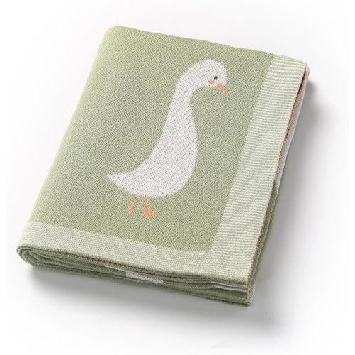 Baby Blanket 100% Cotton Luxury Goose Swaddling Receiving Blanket Knit Blankets for Newborns Boy Girl 40x30in Green