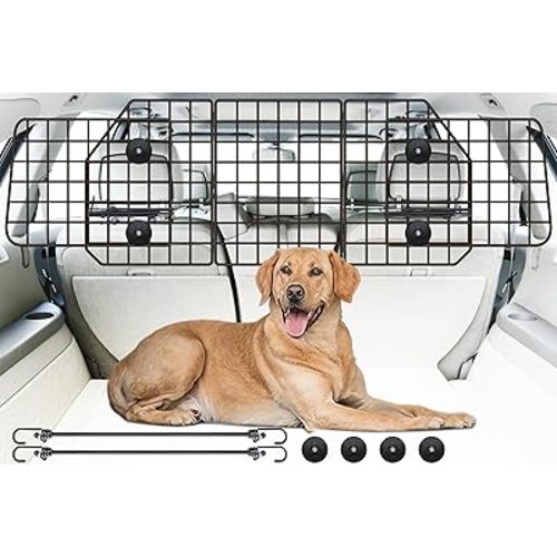Gtongoko Dog Car Barriers for SUVs, Vehicles, Cars, Trucks, Upgraded Adjustable Heavy-Duty Wire Mesh Pet SUV Barriers Universal-Fit, Car Accessories Safety Travel, 2pcs 51.2In Elastic Ropes Included