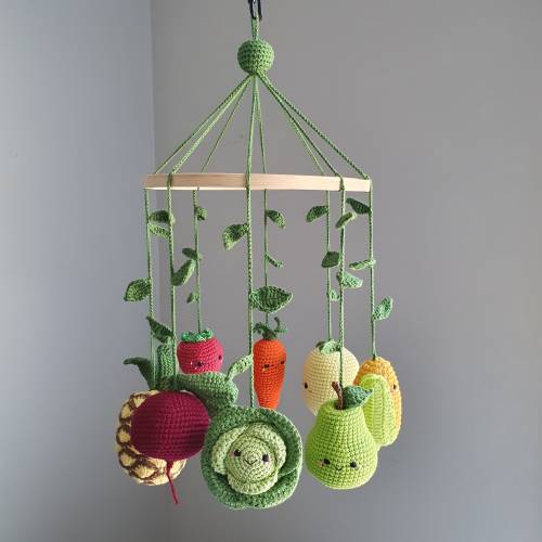 Buy Baby mobile fruit & vegetables, Baby Mobile, Baby Crib Mobile, nursery decor crochet fruit, baby shower gift, baby room decor