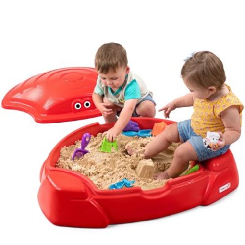 Simplay3 Coastal Crab Red Outdoor Sandbox with Cover for Kids