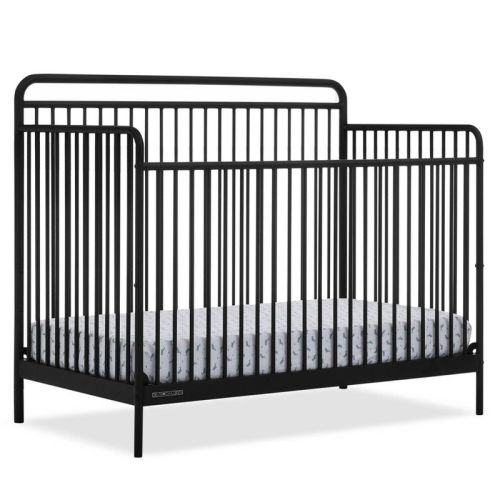 Delta Children Hayden 5-in-1 Convertible Metal Crib, Color: Matte Black