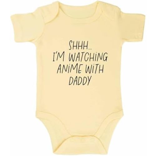 Shh I'm Watching Anime with Daddy Baby Bodysuit Funny Baby Bodysuit Unisex