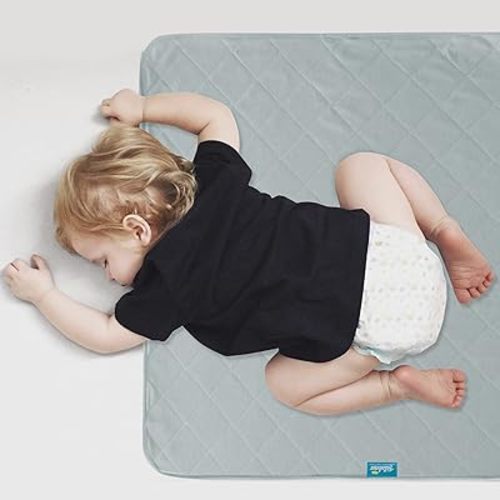 Waterproof Crib Mattress Protector 27" x 38", Non-Slip & Sturdy Mattress Pad Mat, 4 Layers Incontinence Bed Pad for Children Adults, Pets Training Pee Pad, Grey