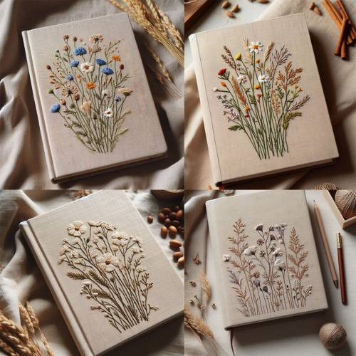 Personalized Wildflowers Handmade Notebook, Vintage Hand Embroidered Notebook, Fabric Cover Notebook, Custom A5 Notebook, Secret Notebook