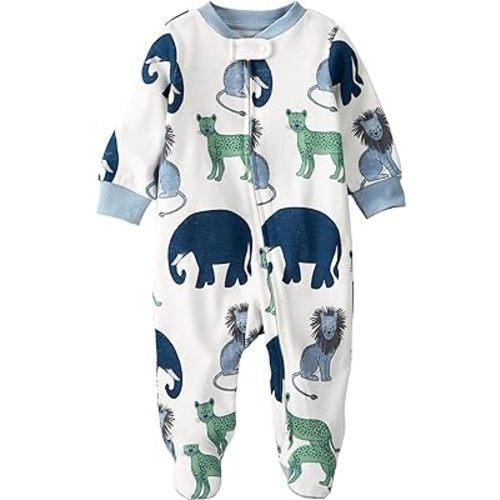 little planet by carter's Baby Organic Cotton 2-Way Zip Sleep & Play - 6 Months - Blue Safari