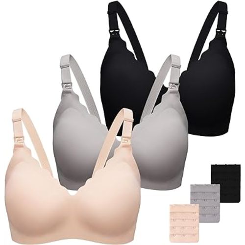 3 Pack Nursing Bras for Breastfeeding Seamless Maternity Bra Ultra Comfort Pregnancy Sleep Bralette for Women