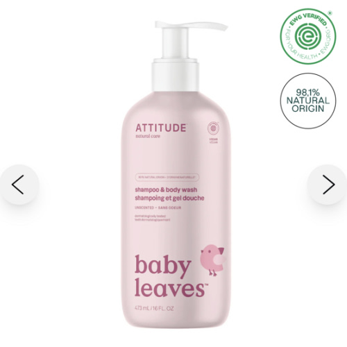 Attitude Unscented Baby Shampoo & Body Wash 2-in-1
