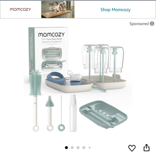 Momcozy Bottle Brush Set - Baby Bottle Cleaner Kit with Silicone Brush, Nipple Brush, Straw Brush, Soap Dispenser, Drying Rack - 7 in 1 Bottle Cleaning Tool for Home and Travel, Green