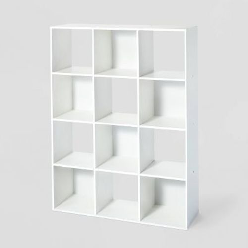 11" 12 Cube Organizer Shelf White - Room Essentials™: Bookshelf Storage Cubbies, 4 Shelves, Particle Board