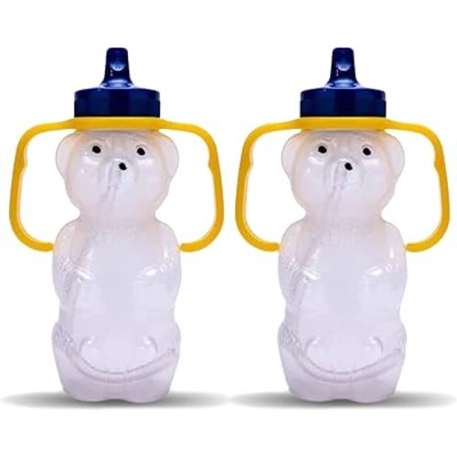 TalkTools Honey Bear Straw Cup, Dishwasher Safe Baby Drinking Bottle, Premium Food-Grade Material, Honeybear Sippy Cup for Ages 4+ Months, Trainer for Babies, Kids and Toddlers (2pack 7oz)