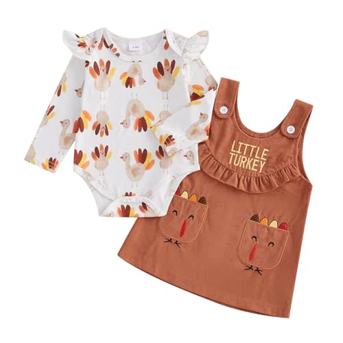 Socutebabe My First Thanksgiving Baby Girl Outfit Newborn Turkey Romper And Corduroy Skirt Little Turkey Dress Outfits