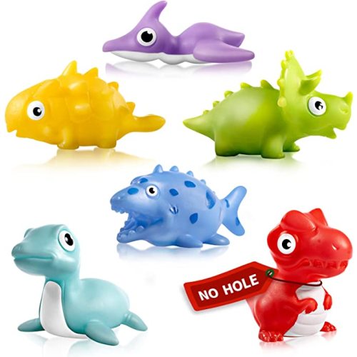 No Hole Dinosaur Bath Toys for Toddlers 1-3 - 6pcs Mold Free Baby Bath Toys 18 Months, No Mold Dino Bathtub Toys for Kids Age 2-4