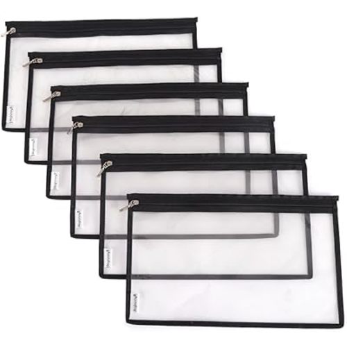 Multi-purpose Water Resisitant Clear PVC Security Bank Deposit Utility Zipper Coin Bag Check Wallet 6-pack