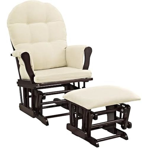 Windsor Glider and ottoman-espresso w/ beige cushion