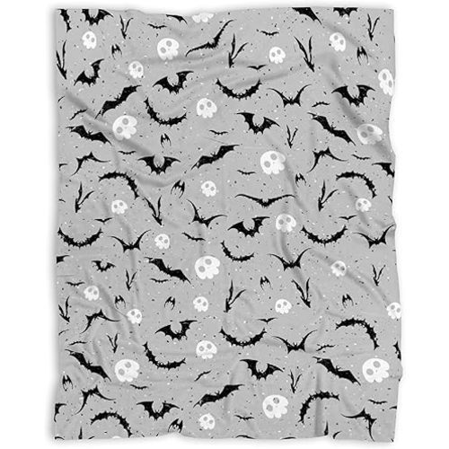 Halloween Bats Skulls Baby Blanket Gifts for Boys Girls Super Soft Blanket Swaddle Newborn Cozy Receiving Blanket Decor Stroller Throw 40x30 in for Puppy