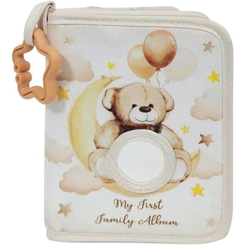 Soft Baby Photo Albums - Adorable Baby Picture Books, Soft Photo Album | Multifunctional Bear Design Star Hook memoryy Book, Scrapbook Keepsake Album infantt Photo Journal for Crib Stroller Home