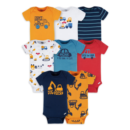 Onesies® Brand Baby Boy Short Sleeve Onesies Bodysuits, 8-Pack, Sizes Newborn-12M