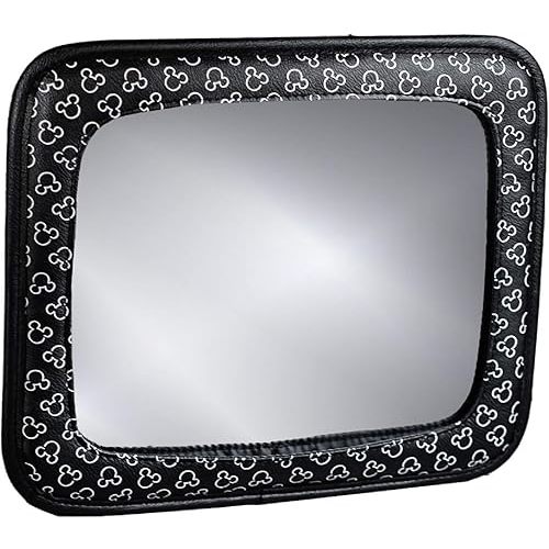Disney Baby by J.L. Childress Adjustable Baby Car Mirror - for Rear Facing Infant, Child - Wide View, Shatterproof Car Mirror for Baby - Disney Car Travel Essential - Mickey Mouse Black