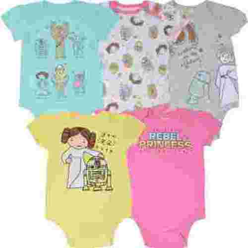 Star Wars R2-D2 Chewbacca Princess Leia Newborn Baby Girls 5 Pack Bodysuits Newborn to Infant