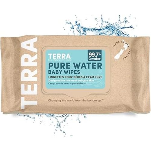 Terra Bamboo Baby Wipes: Pure Water Wipes, 99.7% Pure New Zealand Water, 100% Biodegradable Bamboo Fiber, 0% Plastic, Unscented Baby Wipes for Sensitive Skin, 1 Pack of 70 Wipes