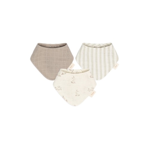 CRANE BABY Avery 3-Pack Cotton Muslin Bandana Bibs, Ivory