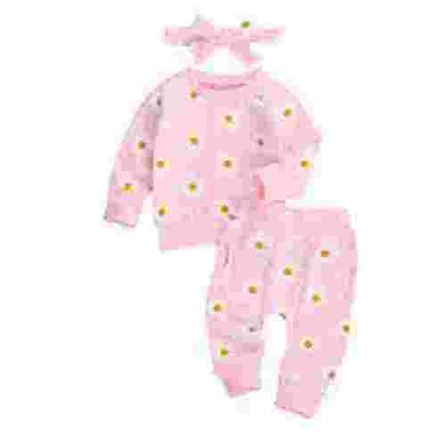 Infant Baby Girl Clothes Long Sleeve Sweatshirt Tops with Pants Headband 3 Piece Outfit Set Fall Winter Clothing