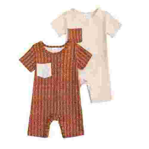 Actgleam Baby Boys Short Sleeve Romper Summer Infant Onesie Unisex Newborn Baby Clothes,Brown,3-6 Months