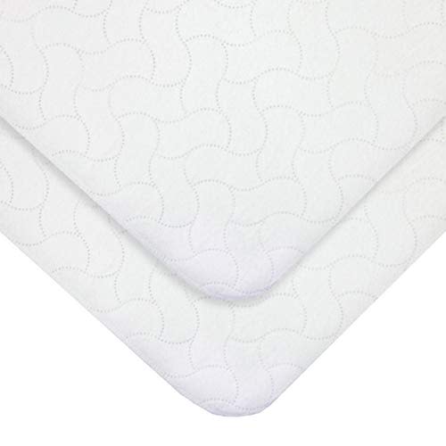 American Baby Company 2 Pack Waterproof Reusable Embossed Quilt-Like Flat Crib Protective Mattress Pad Cover for Babies, Adults and Pets, White
