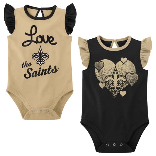 New Orleans Saints Girls Newborn & Infant Spread the Love 2-Pack Bodysuit Set - Black/Gold