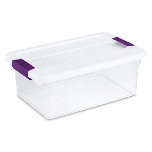 Sterilite 15qt Clear View Storage Bin With Latch Purple