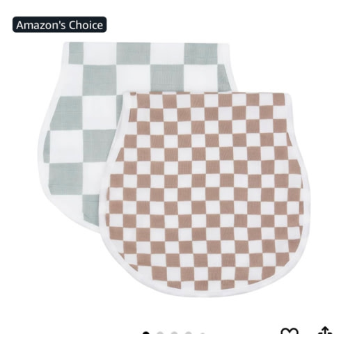 LifeTree Muslin Baby Burp Cloths Sets for Unisex - 2 Pack Large 70% Viscose from Bamboo and 30% Cotton Burping Cloths for Newborn, Baby Girls and Boys (Checkered)