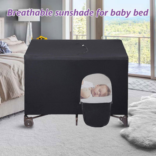 NKTIER Crib Blackout Cover Stretchable Breathable Crib Canopy Cover Portable Baby Bed Blackout Tent Safety Compact Travel Sleeping Bed Tent Sun Shade Curtain Room Decor