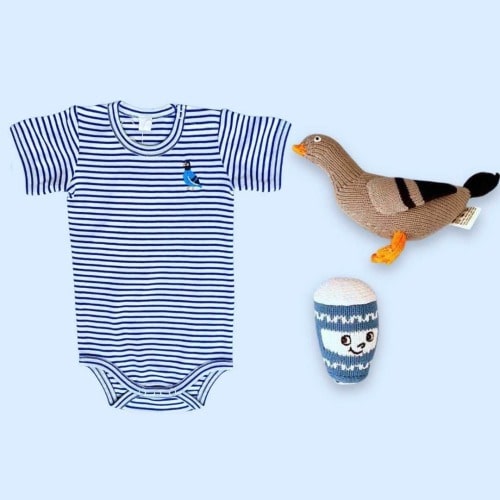 NYC Pigeon Baby Gift Set | Organic Bodysuit | Estella