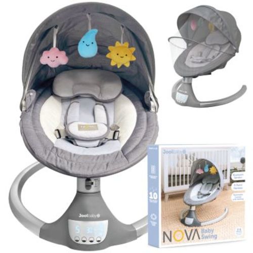 Nova Swing for Newborns - Electric Motorized Infant Swing, Bluetooth Music, 10 Preset Melodies, Remote (Updated Model, Gray)