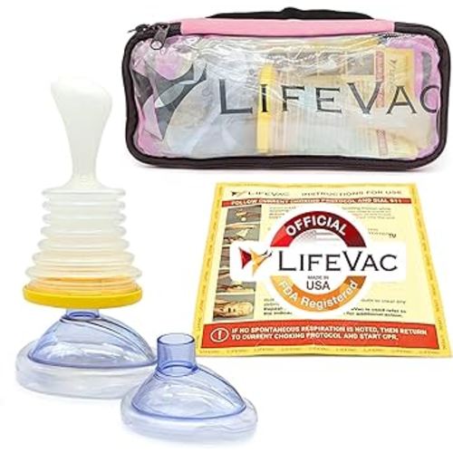 LifeVac Pink Travel Kit - Choking Rescue Device, Portable Suction Rescue Device First Aid Kit for Kids and Adults, Airway Suction Device for Children