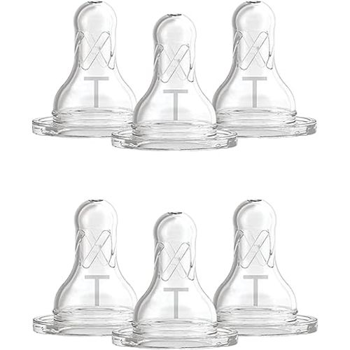 Dr. Brown’s Level T Narrow Baby Bottle Nipple, Slower Flow Rate for Infants, 100% Silicone Bottle Nipple, BPA Free, 0m+ – 6-Pack