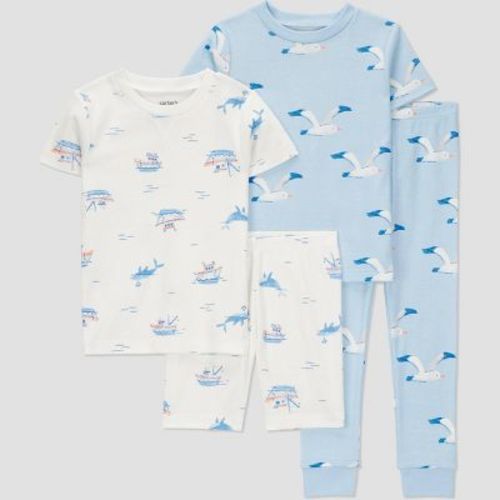 Carter's Just One You®️ Toddler Boys' 4pc Seagulls Snug Fit Pajama Set - Blue/White 12M