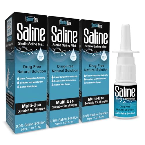Shusher Care Saline Spray for Nose - Nasal Spray Saline Solution for Newborn, Baby & Adults, Salt Water Decongestant Mist for Stuffy Nose, Travel Friendly, Natural, 0.9% Saline - 30 ml (Pack of 3)