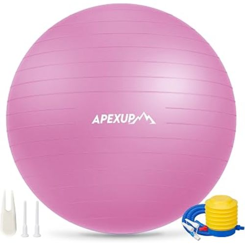 APEXUP Yoga Ball, 660 lbs Anti-Burst Exercise Ball with Pump, 5 Sizes
