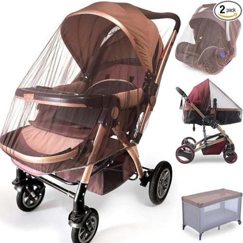 Durable Baby Mosquito Net (2 Pack) - Perfect Bug Net for Strollers, Bassinets, Cradles, Playards, Pack N Plays and Portable Mini Crib (Coffee)