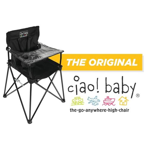 ciao! baby Portable High Chair for Travel, Fold Up High Chair with Tray, Black