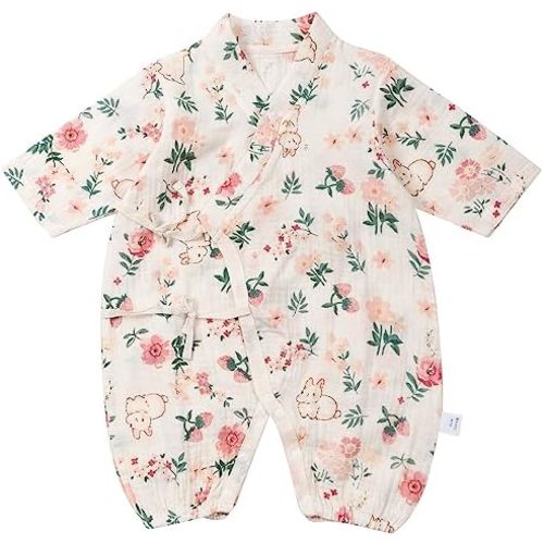 6 - 9 months BINIDUCKLING Kimono Baby Boy Girl Romper Long Sleeve Muslin Robe Newborn-24 Months
